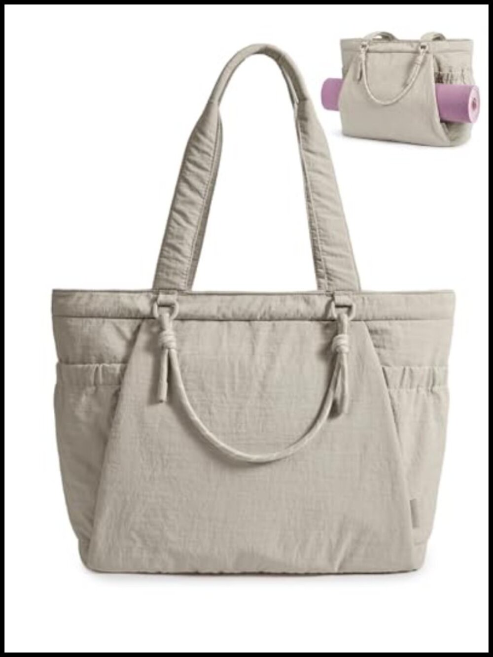 BAGSMART Yoga Pilates Tote Bag with Knotted Handle Water-Resistant Yoga Mat Bag